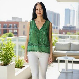 GoldHawk Green 100 percent silk blouse size Med
